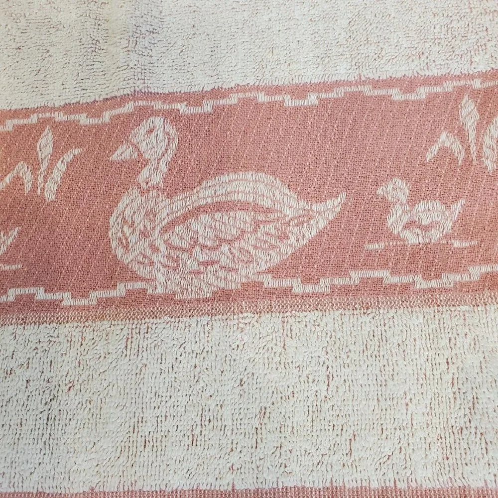 Vintage 80s Cannon Mill‎ Pond Pink Duck Towel Set 4 Pcs USA 2 Towels Wash Cloths